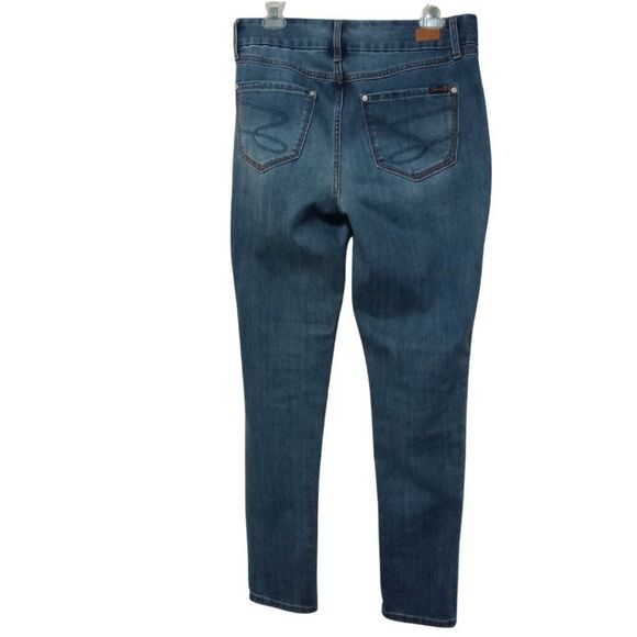 Seven 7 Jeans Blue High Rise Skinny Tummyless Stretch Embroidered Pockets 8 - Picture 2 of 11